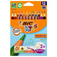 Карандаши цветные утолщенные BIC "Kids Evolution Triangle", 12 цветов, трехгранные, грифель 4 мм, 8297356, 82973511
